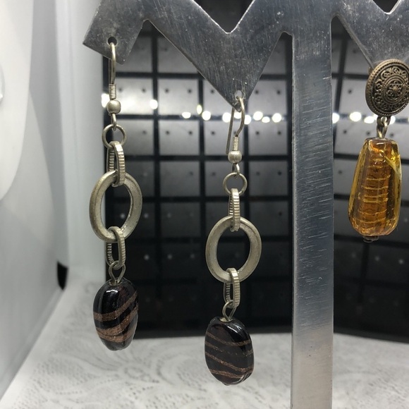 Bundle lot 2 vintage art glass statement earrings. - Picture 5 of 6